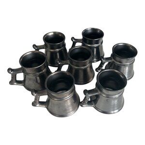 Vintage Prinknash Abbey England Mug Set Dark Pewter Glaze Stoneware